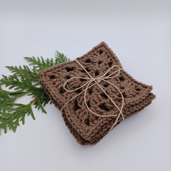 Handcrafted Cotton Coasters - Set of 4 - Picture 1 of 6